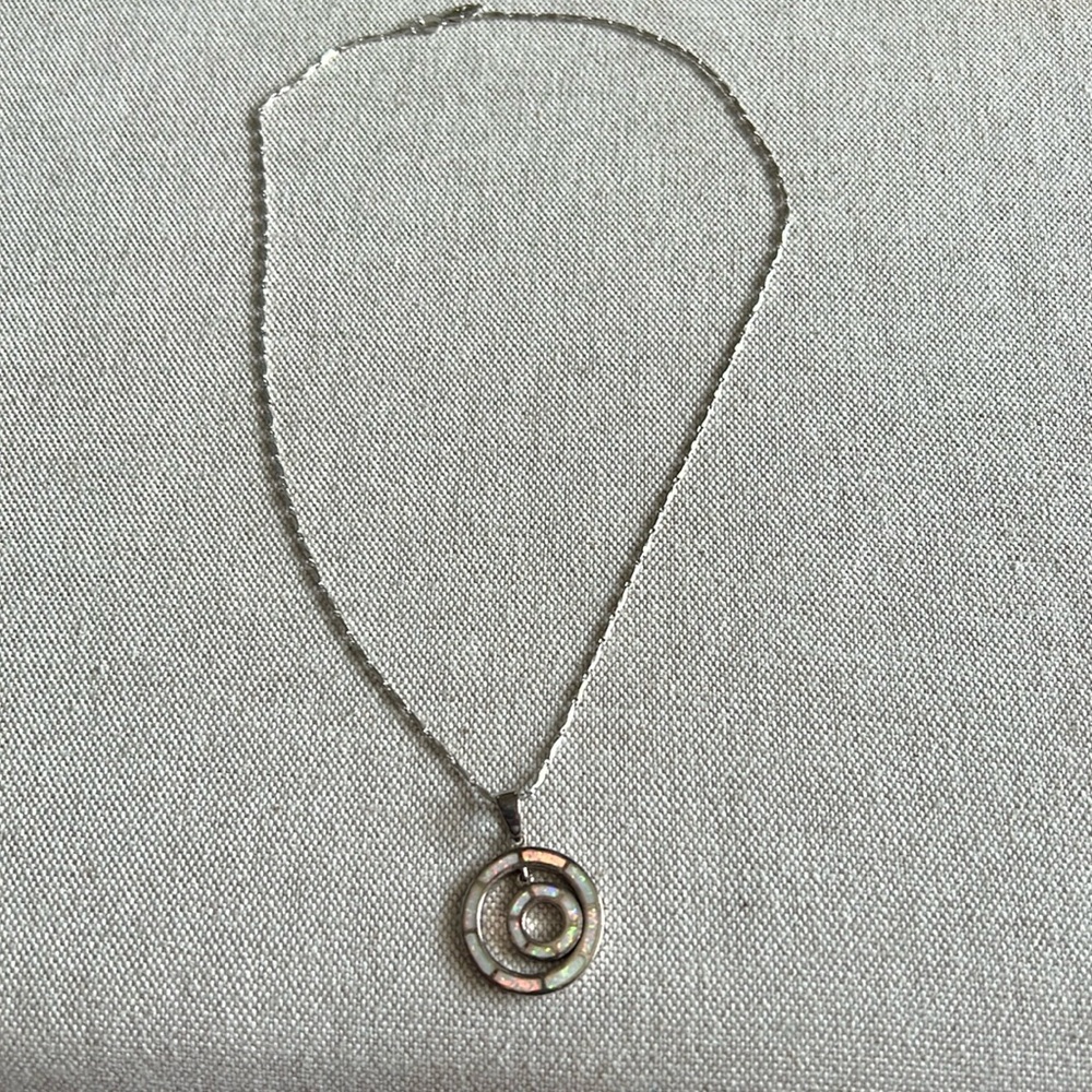 18” Opal Double Circle Necklace